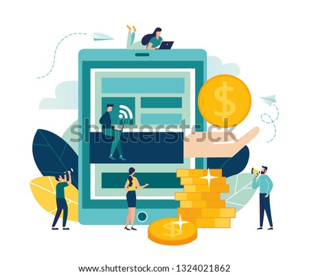 Vector illustration, financial transactions, non-cash transactions on payment. Pos-terminal and payment systems, monetary currencies, coins, Payment concept NFC - Vector 