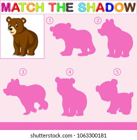 vector illustration of Find the correct shadow of the bear