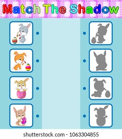 vector illustration of Find the correct shadow of the rabbit