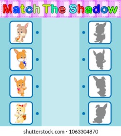 vector illustration of Find the correct shadow of the rabbit