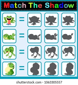 vector illustration of Find the correct shadow of the frog