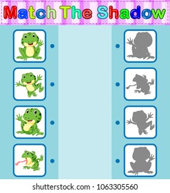 vector illustration of Find the correct shadow of the frog