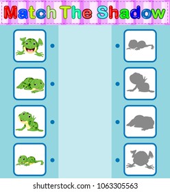 vector illustration of Find the correct shadow of the frog