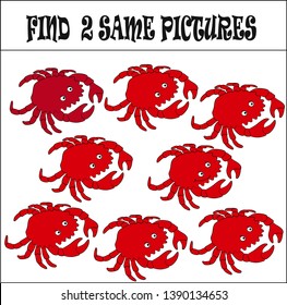 vector illustration find the differences crab