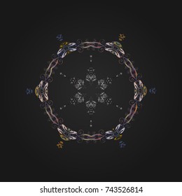 Vector illustration. Fine winter ornament. Isolated of vector gray, neutral and violet snowflakes. Snowflakes collection.