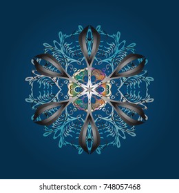 Vector illustration. Fine winter ornament. Isolated of vector blue, gray and neutral snowflakes. Snowflakes collection.