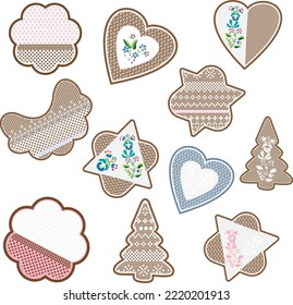 Vector illustration of finely decorated Christmas gingerbread cookies