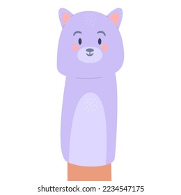 Vector illustration of a finger doll in the form of a cat. A funny cartoon toy for children's games. Isolated design on a white background.