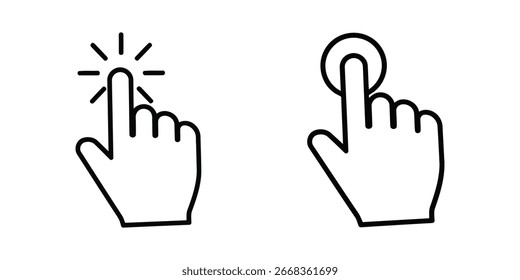 Vector illustration of finger and hand click cursors isolated on white background