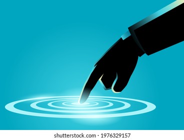 Vector illustration of finger making a ripple, concept for one person, or thing that is connected and has a bigger and wider impact