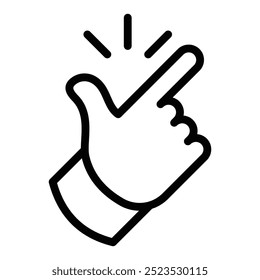 Vector illustration of a finger snap icon, symbolizing action, idea, or quick motion. Editable stroke.