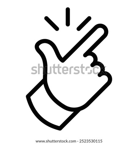 Vector illustration of a finger snap icon, symbolizing action, idea, or quick motion. Editable stroke.