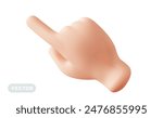 Vector illustration of finger touch gesture male hand on white color background. 3d cartoon style design of white skin hand man touch gesture for web, banner, poster, print