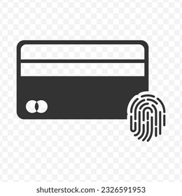 Vector illustration of fingerprint atm card icon in dark color and transparent background(PNG).