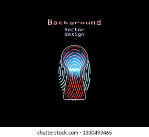 A vector illustration of the fingerprint concept is the key to open or initialize. Identification Abstraction in the keyhole, the effect of laser blue lighting.