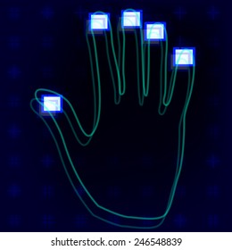 vector illustration of a fingerprint hands