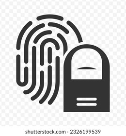 Vector illustration of fingerprint icon in dark color and transparent background(PNG).