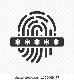 Vector illustration of fingerprint password icon in dark color and transparent background(PNG).