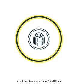 Vector Illustration Of Fingerprint Scanner Outline. Beautiful Protection Element Also Can Be Used As Finger Identifier Element.
