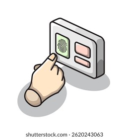 Vector illustration of fingerprint scanning biometric lines representing digital identification and secure authentication Scalable vector format suitable for websites apps infographics.