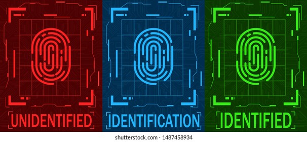 Vector illustration of fingerprint scanning interface. 