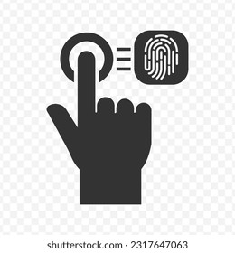 Icono de imagen vectorial del escaneo de huellas digitales en color oscuro y fondo transparente (PNG).