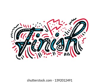 Vector illustration of finish line banners, streamers, for outdoor sport event - competition race, run marathon.