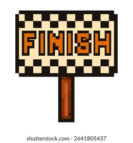 Vector illustration of finish sign with checkered pattern.