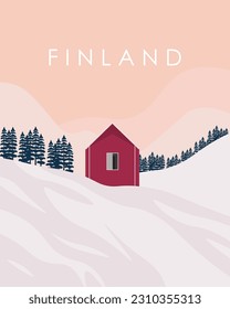 Vector illustration. Finland, design for poster, banner, travel postcard.