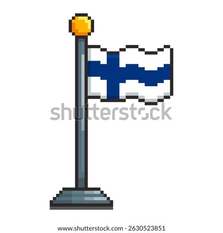 Vector Illustration of Finland Flag with Pixel Art Design, perfect for game assets themed designs