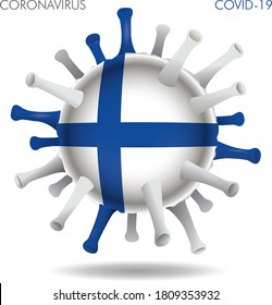 Vector illustration of Finland flag virus shape isolated in white background