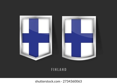 Vektorgrafik des FINLAND Label Logos. FINNLAND Plakettenschild FINLAND mit Fahne, finnische Produkt-Label-Banner-Vorlage.