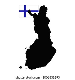 vector illustration of Finland map and flag
