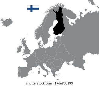 vector illustration of Finland map and flag