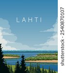 Vector illustration. Finland. Poster, banner, postcard, cover. Modern design. Tourism, travel.
