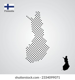 vector illustration of Finlandia map silhouette halftone style