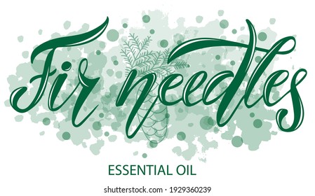 Ilustración vectorial de las Agujas de la Fibra
Texto esencial de aceite para logotipo, embalaje, banner, etiqueta, afiche, decoración, postal. Fondo de la caligrafía de aceite esencial de las agujas del fierro. EPS 10.