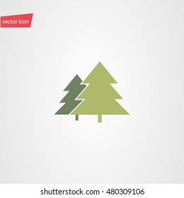 Vector illustration of fir tees icon in flat style