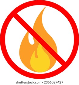 vector illustration of fire ban on transparent background