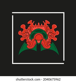 Vector illustration of Fire Bat Silhouette with white squares and black background.
