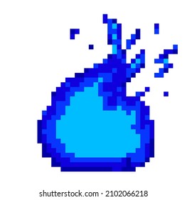Ilustración vectorial del fuego, icono del píxel de llama azul
