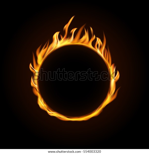 Vector illustration. Fire\
burning circle on a black background. Design for poster, banner,\
invitation.