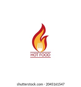 ilustración vectorial del fuego y la cuchillería para iconos, símbolos y logotipos. logotipo de comida caliente. logotipo de restaurantes, cafeterías, bares, comedores y otros lugares para comer