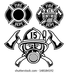 Vector Illustration Of Fire Department Badge And Symbol