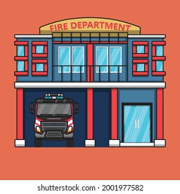 vector illustration of fire department building