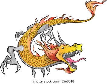 Vector Illustration of a Fire Dragon