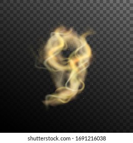 Vector illustration. Fire effect number Nine. Element of the fire symbols. Smoke and fire effect design. Black and transparent background.