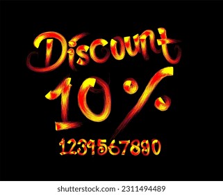 Vector Illustration of Fire effect words, fire effect writing, fire effect sentences, fire effect letters, alphabet font discount 10%