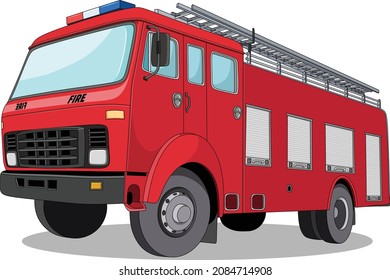 Vector illustration of Fire engine cartoon