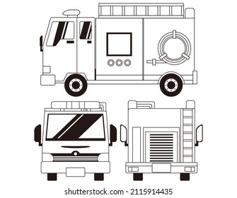 Vector illustration of fire engine . Emergency vehicle .
